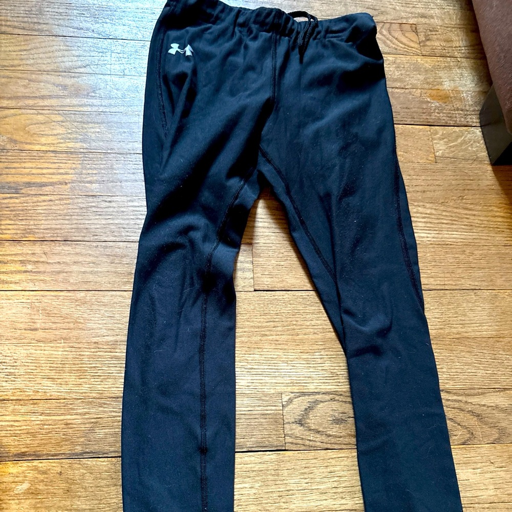 Under Armour Youth Black Size Large Kids Drawstring Waist Compression Leggings